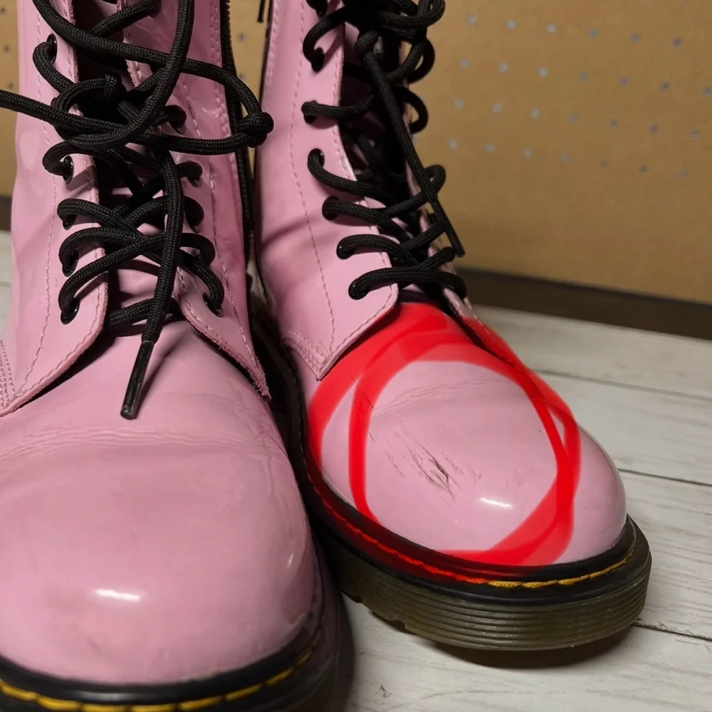 Dr. Martens Glossy Pink Combat Boots size 5 M - Picture 10 of 10